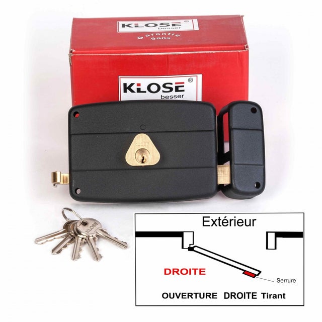 KLOSE besser Serrure Un point en Applique à Tirage Horizontale 140x92 mm - ( Similaire JPM CISA.... ) 3 clés - Canon: 45mm - Disposition: Droite