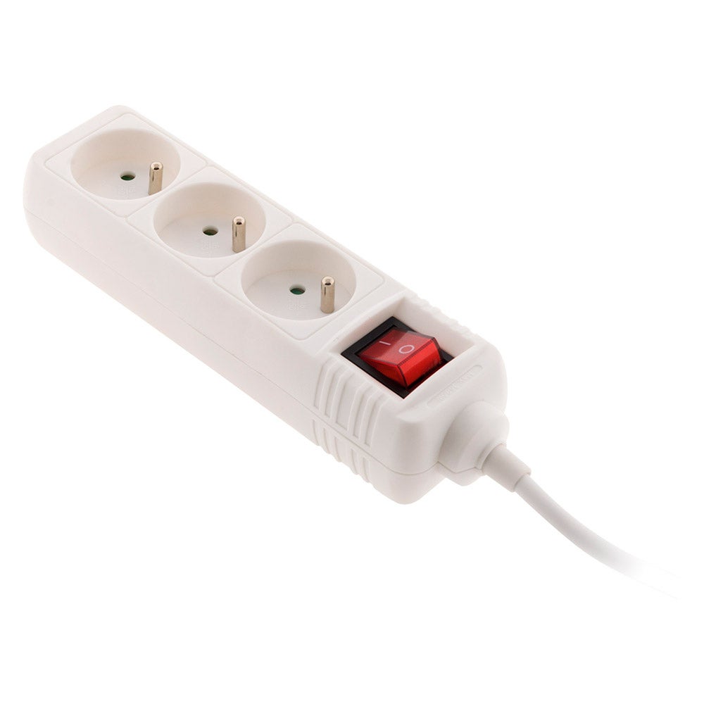 Bloc multiprise 3 prises 16A 2P+T interrupteur - blanc - Zenitech - 4