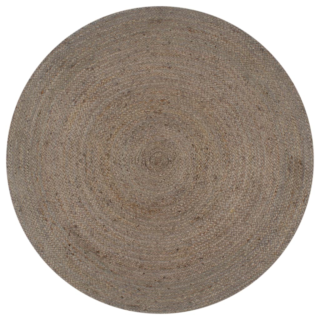 Ręcznie wykonany dywanik z juty, okrągły, 150 cm, szary vidaXL