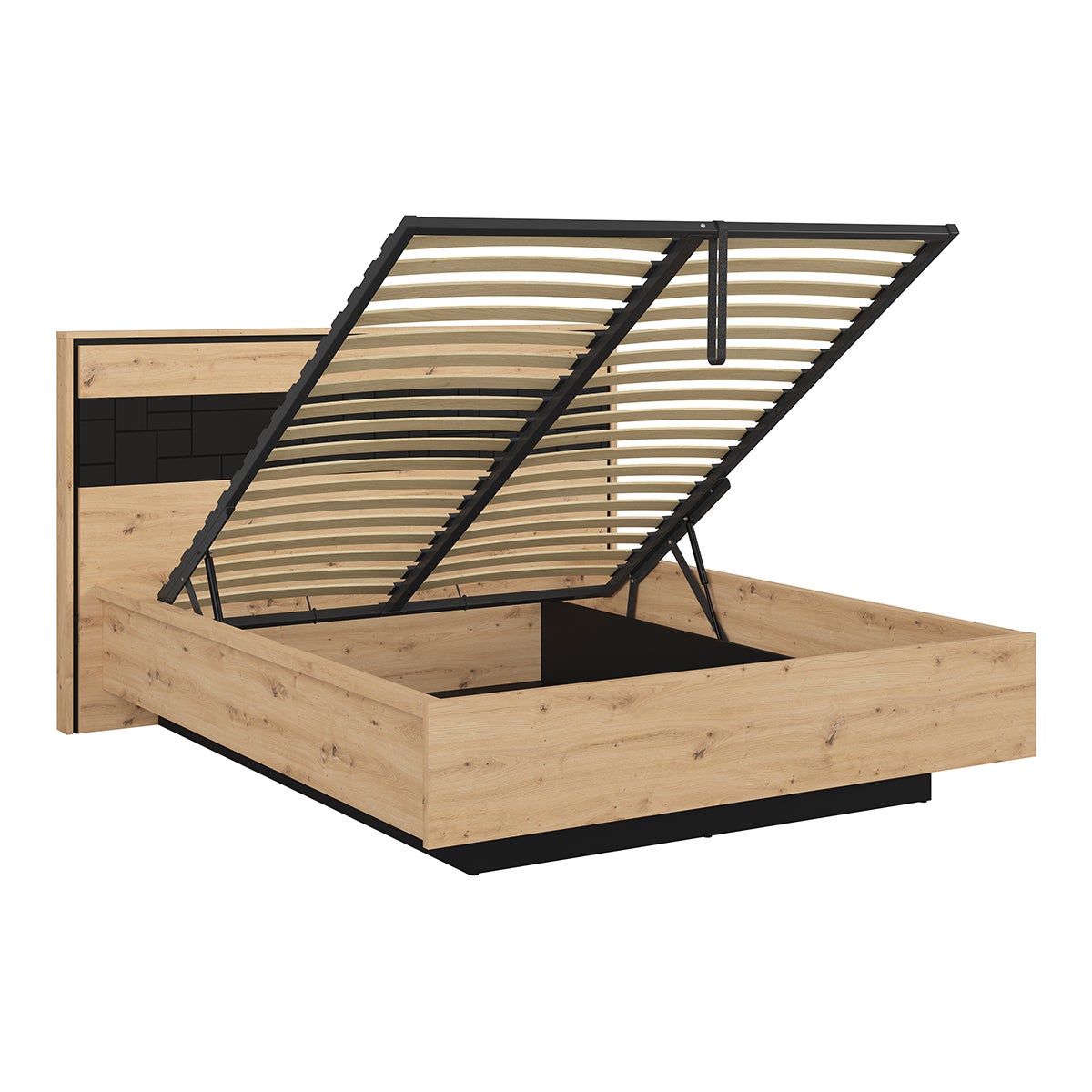 Lit Coffre Seguro Simili Blanc Coffre 160x200 Sommier Inclus - Lit