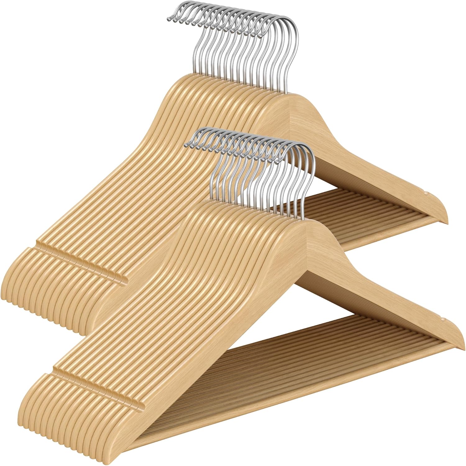 COM-FORT HOUSE 25 Grucce In Legno Con Mollette | 45 Cm Per Pantaloni E Gonne | Gancio In Acciaio Girevole E Tacche