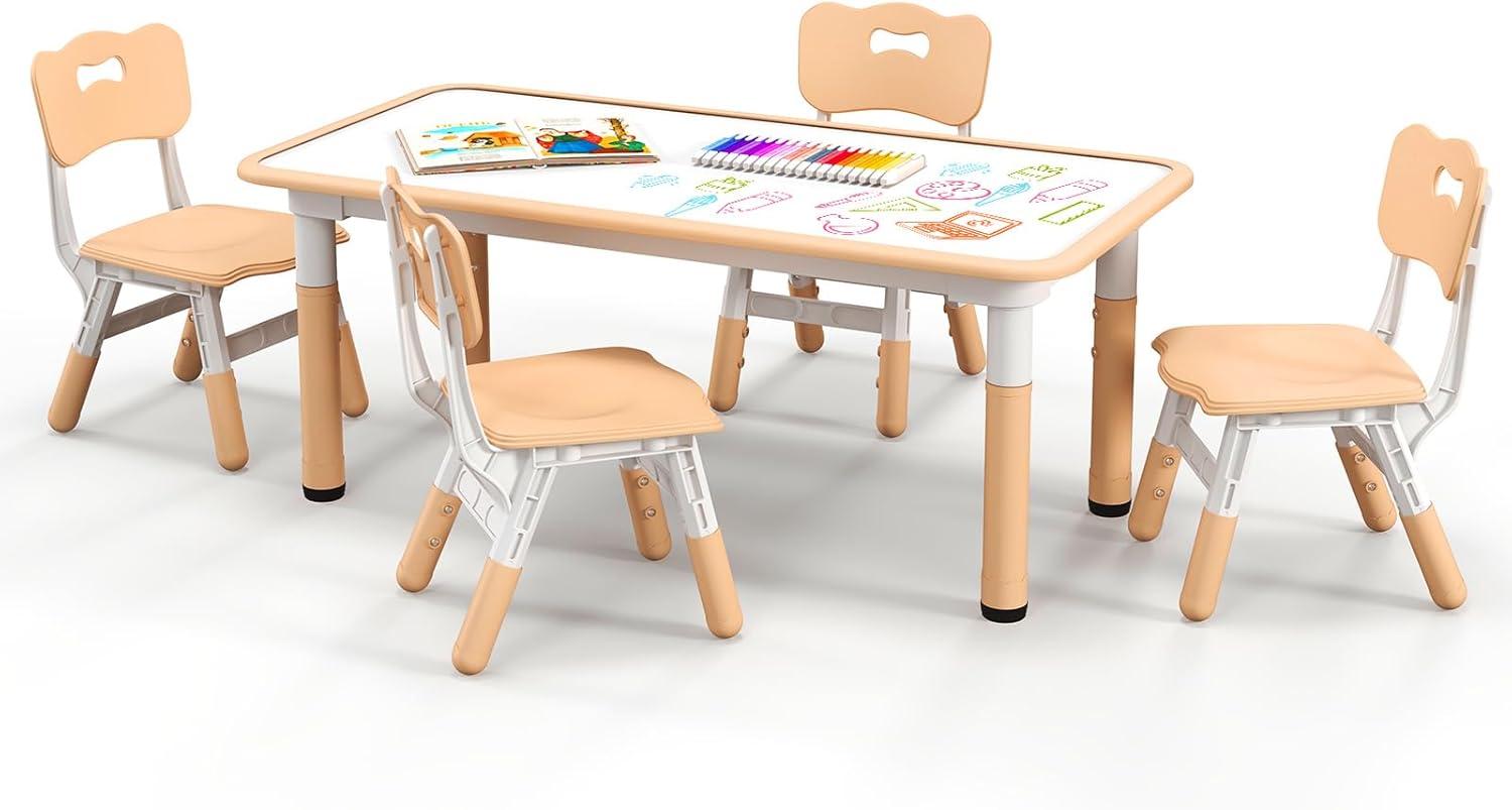 Table Enfant 120x60cm et 4 Chaises avec Plateau Graffiti & Hauteur ...