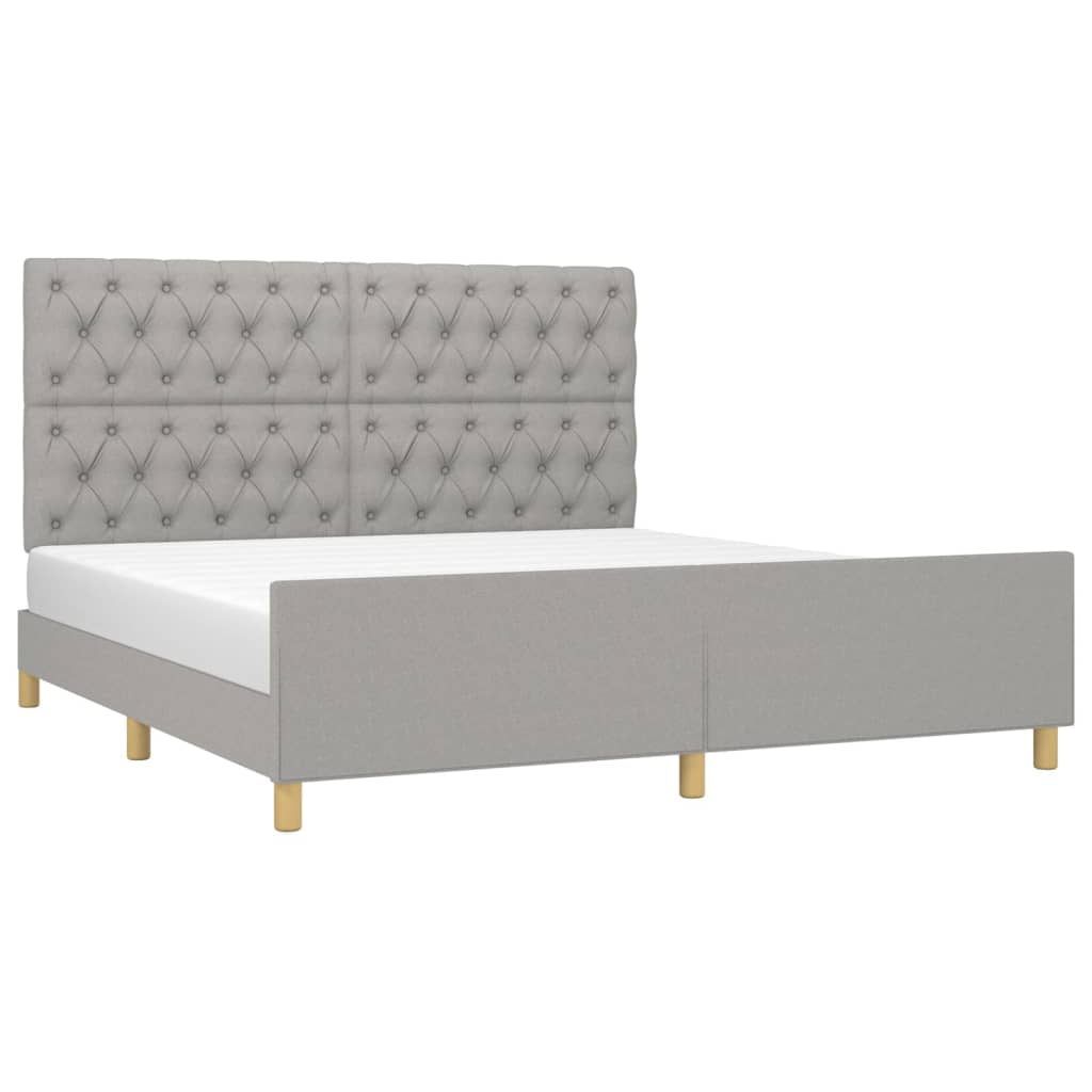 Cadre de lit sans matelas en tissu gris clair pour la chambre, 160 × 200 cm - 3