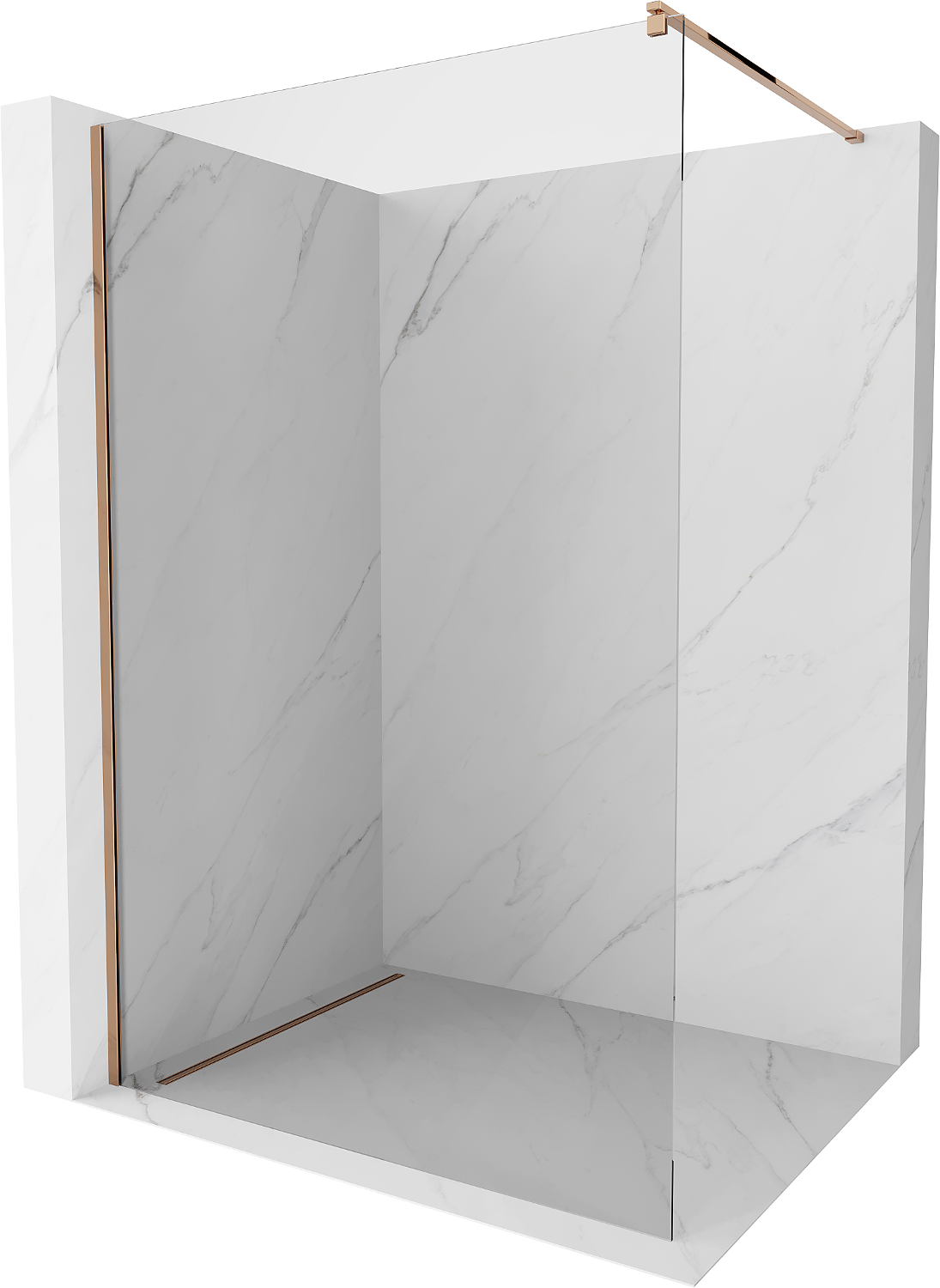 Mexen Kioto ścianka prysznicowa Walk-in 110 x 200 cm, transparent 8 mm, różowe złoto - 800-110-101-60-00
