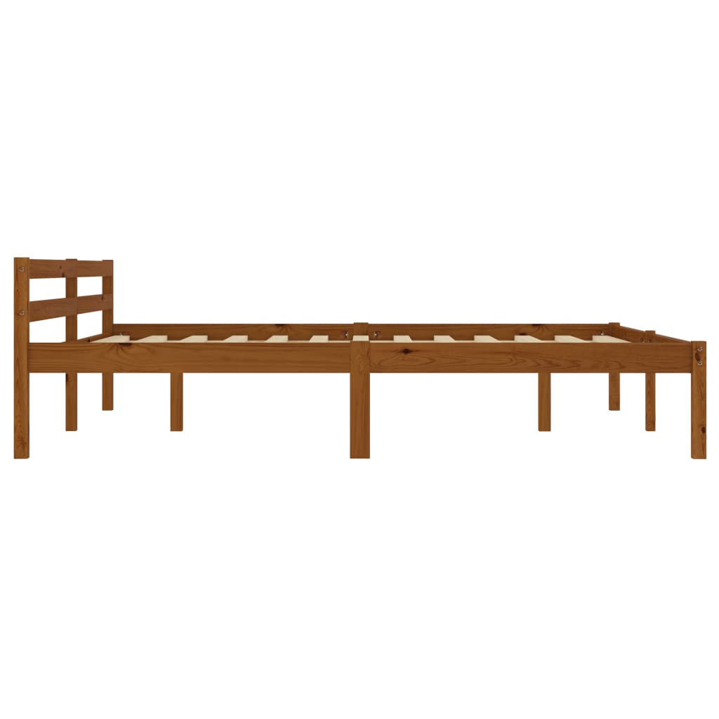 Cadre de lit sans matelas marron miel 160 x 200 cm bois de pin massif - 4