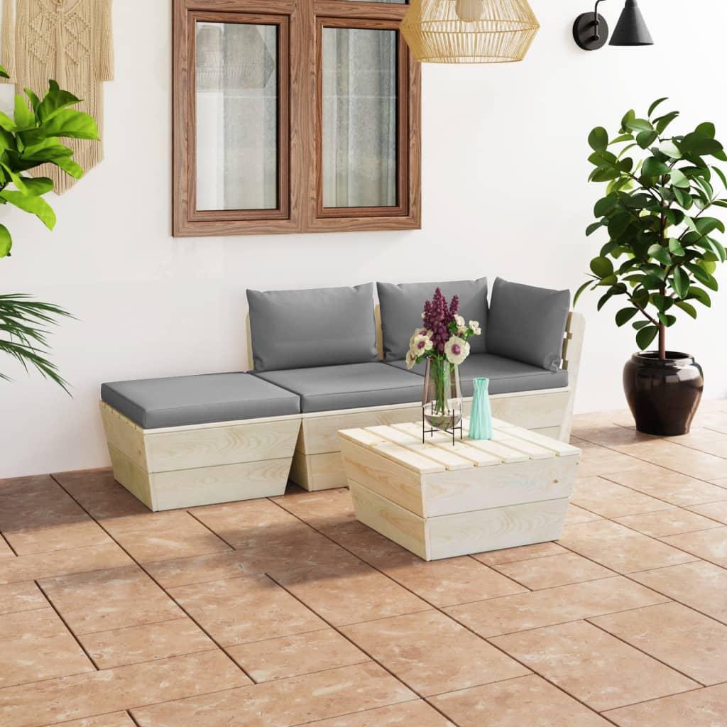 VidaXL Set Divani da Giardino su Pallet pz con Cuscini Legno