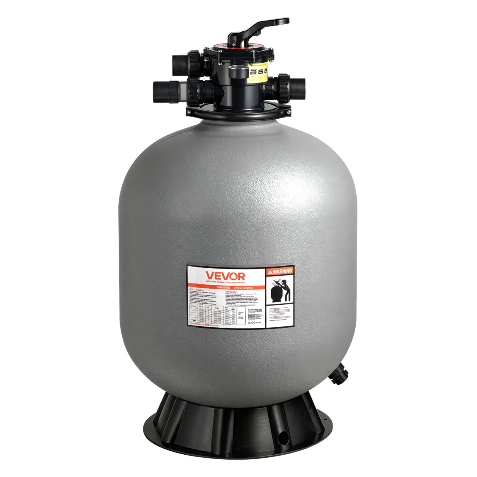 Filtr piaskowy do basenu 24", 246 L/min, system filtracji wody, zbiornik PE, przyłącza 1-1/2", do basenów naziemnych i wbudowanych