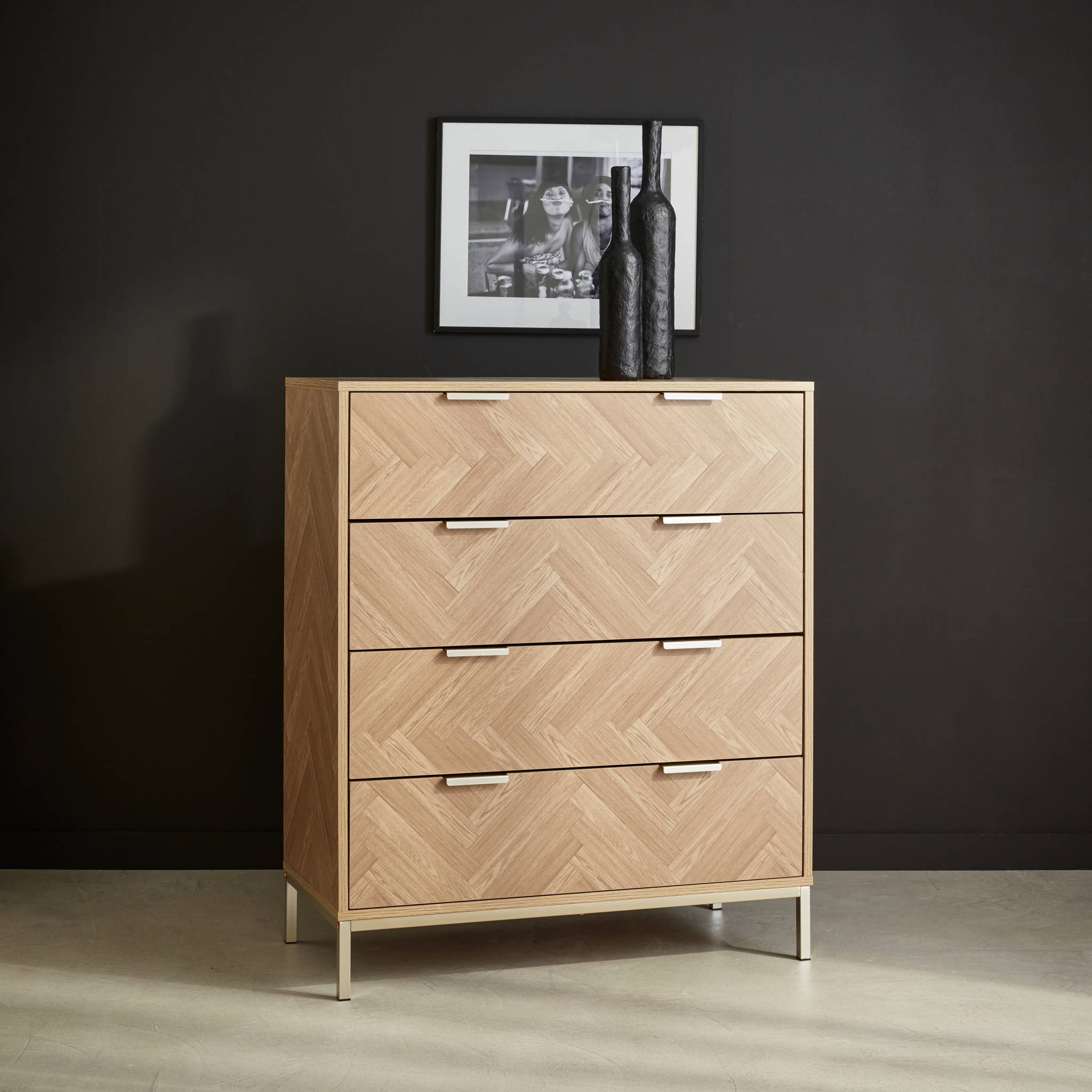 Commode Budapest. quatre tiroirs. décor chevrons L 80 x l 40 x H 95cm - 6