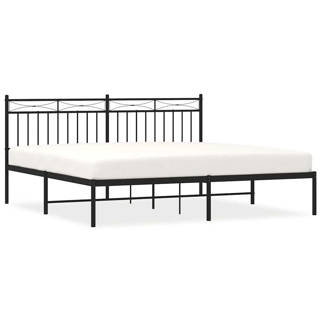 Estructura cama sin colchón con cabecero metal negro 183x213 cm vidaXL - 2