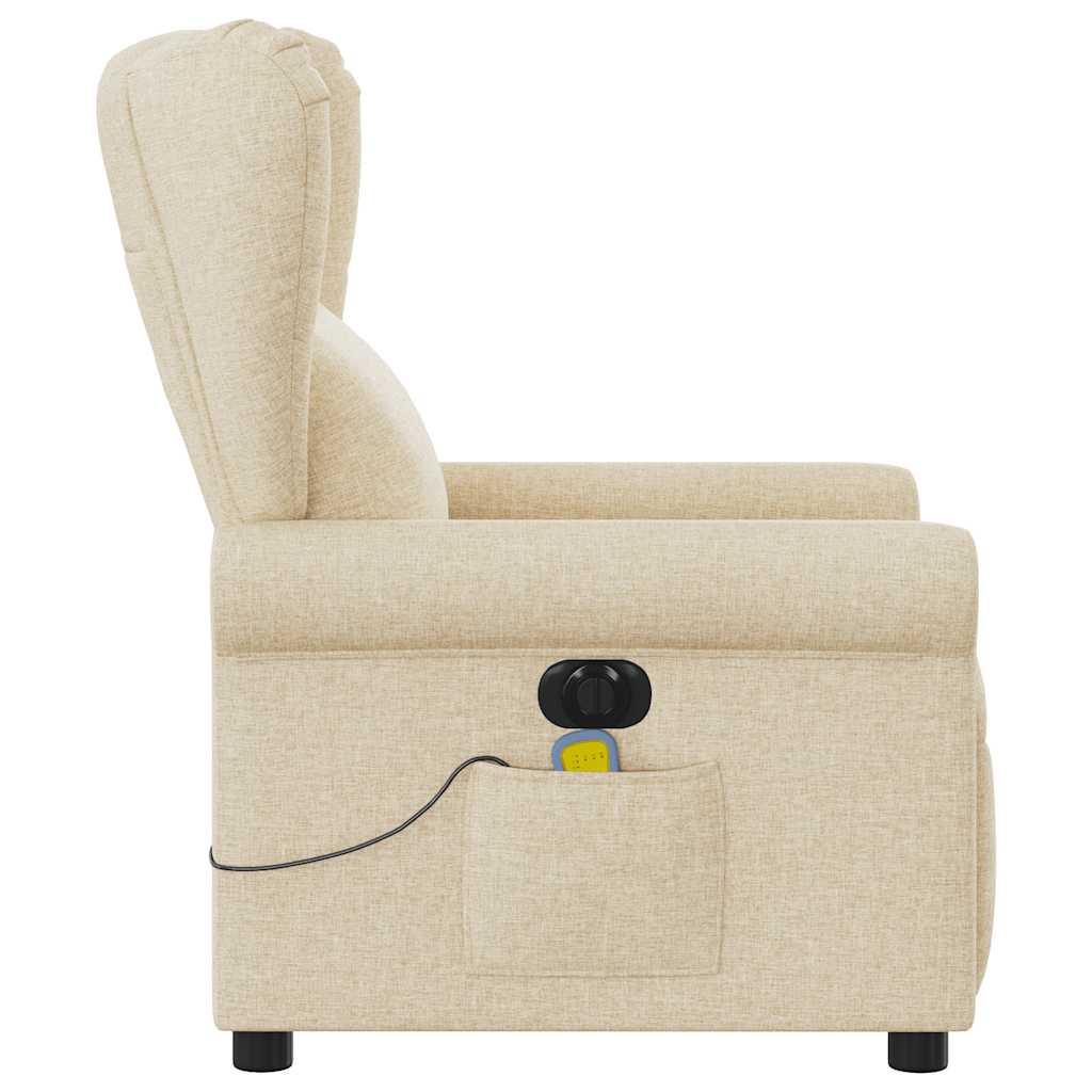 Fauteuil inclinable de massage | Fauteuil de relaxation | Chaise de relaxation électrique crème tissu CFW129224 - 5