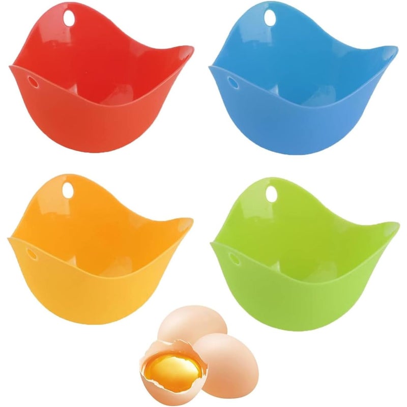 Zestaw 4 silikonowych foremek do gotowania jajek w koszulkach, do użytku w kuchence mikrofalowej, bez BPA, z powłoką nieprzywierającą, do przyborów ku