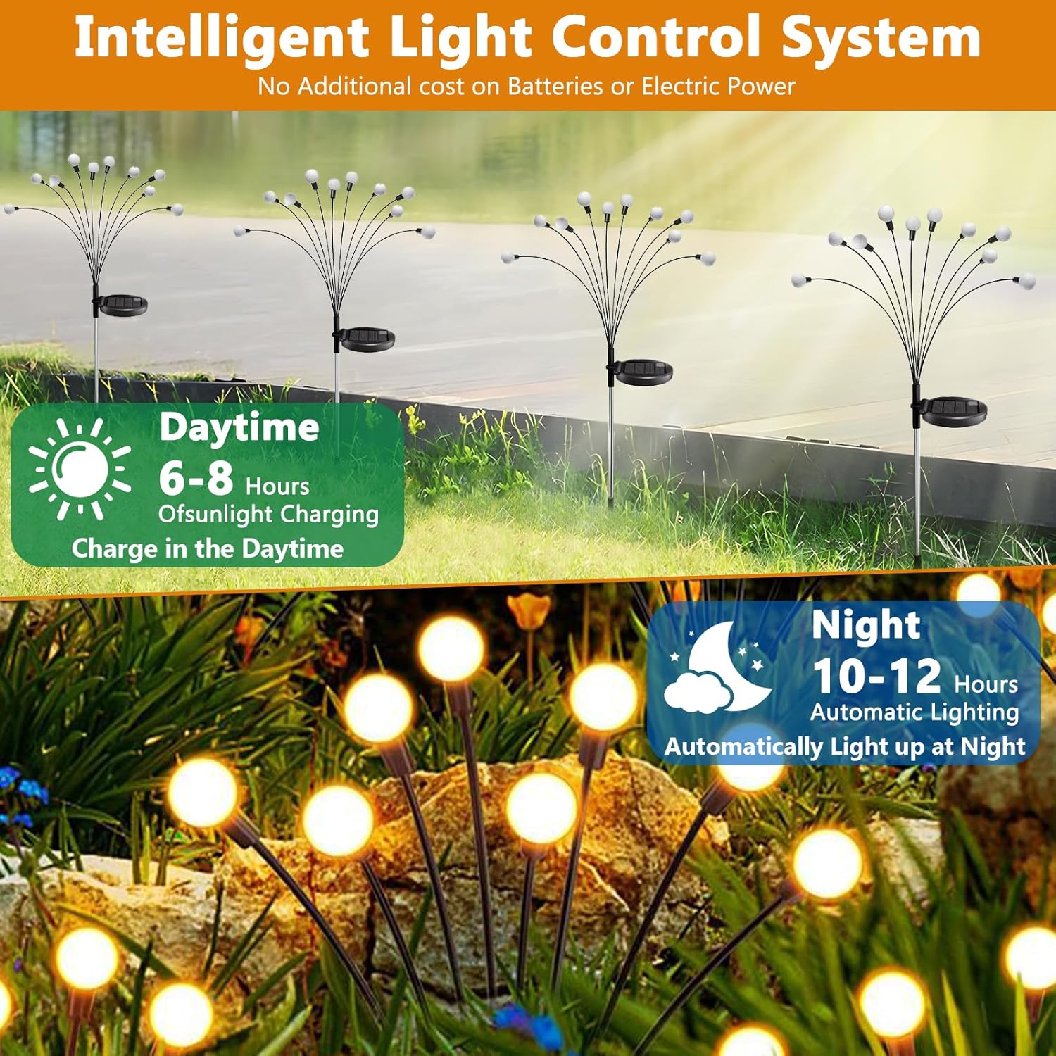 4 Luci Solari Da Giardino 10 LED Fiamma Impermeabile IP65 Luce Calda - Lucciole - Foto 5