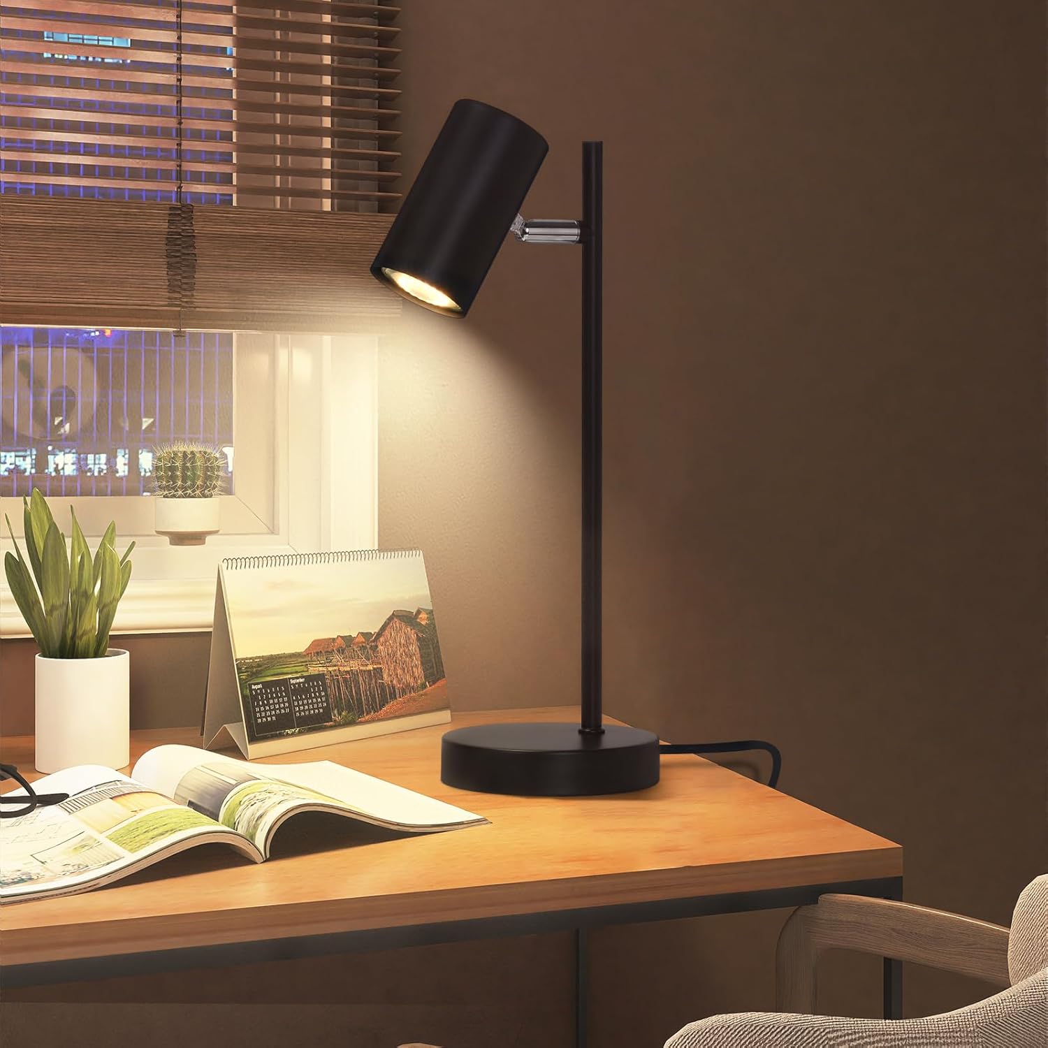 NETTLIFE lampe de chevet lampe de table noire salon pivotante 350° GU10 métal bureau - 7