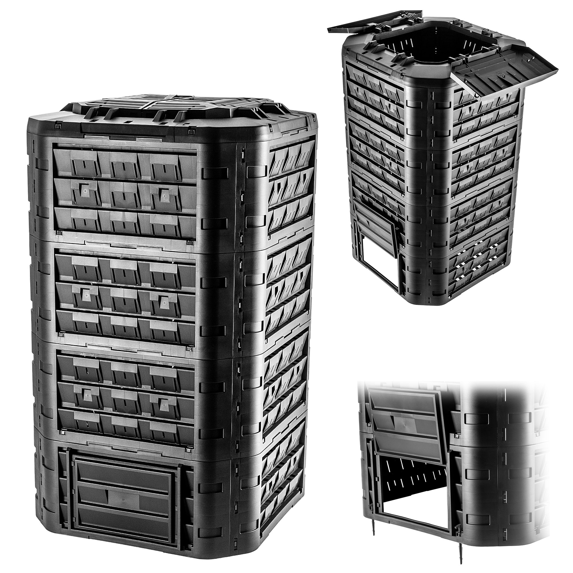 KOMPOSTOWNIK CZARNY OGRODOWY MODUŁOWY MROZOODPORNY NA NAWÓZ ZBIORNIK 1250L