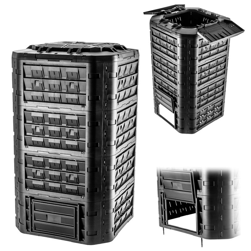 KOMPOSTOWNIK CZARNY OGRODOWY MODUŁOWY MROZOODPORNY NA NAWÓZ ZBIORNIK 1250L