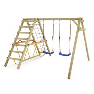 AXI Malik Aire de Jeux en Bois avec 2 Balançoires, Toboggan Bleu / Aire AXI Malik Aire de Jeux en Bois avec 2 Balançoires, Toboggan Bleu / Aire
