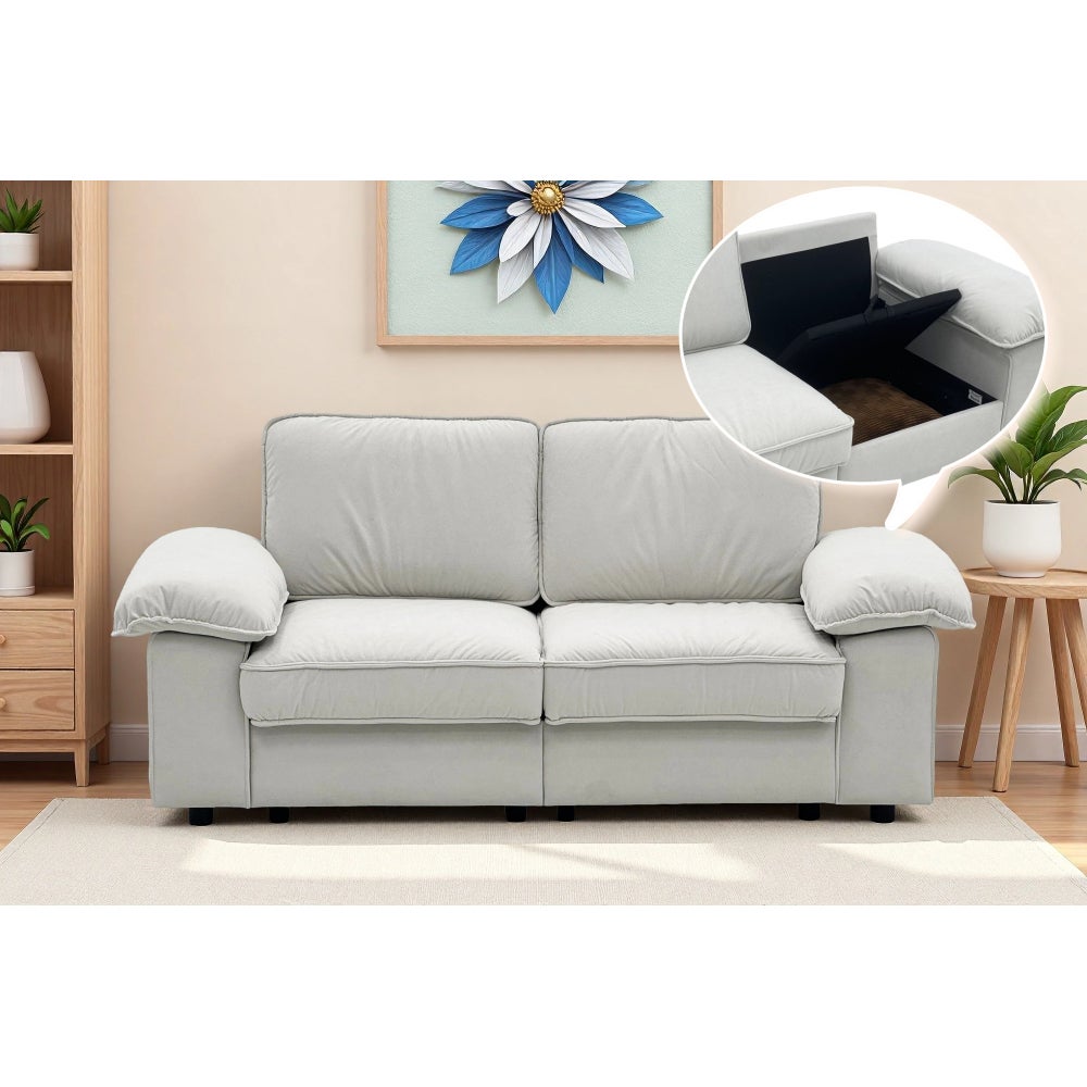Sofa z miejscem do przechowywania, oszczędzająca miejsce, wygodna, do nowoczesnych mieszkań, szara