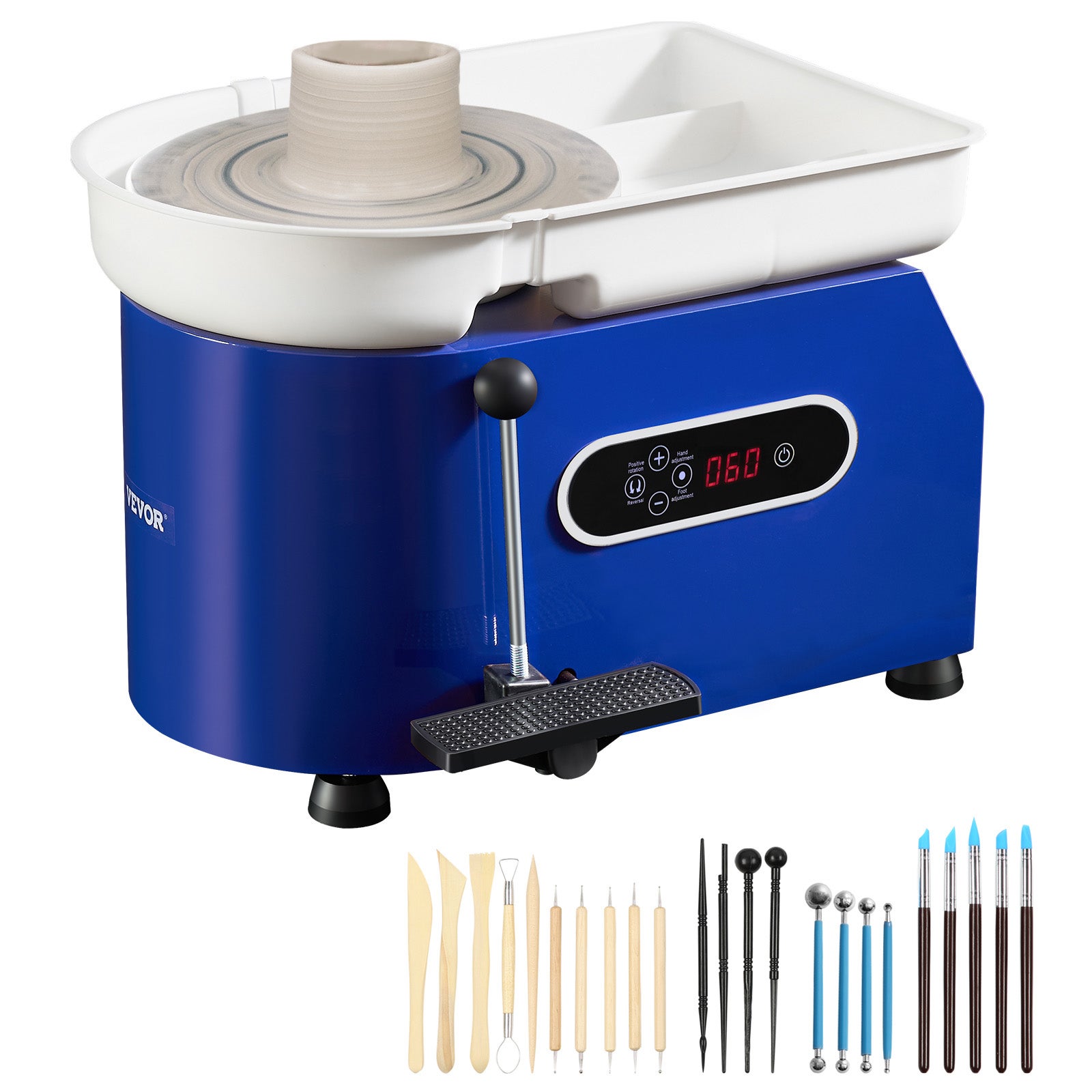 Koło garncarskie Koło ceramiczne 450 W, elektryczne koło garncarskie 28 cm 300 obr./min Koło garncarskie, z maszyną do formowania pedałów i fart VEVOR
