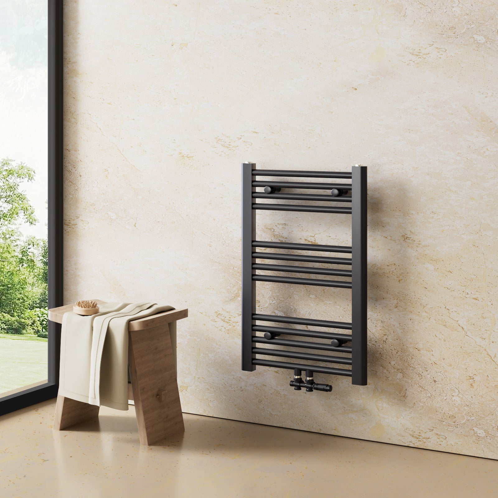 Sèche serviette eau chaude Heilmetz radiateur seche serviette salle de bain Anthracite 100 x 40 cm (356W, Pour 3㎡) | Leroy Merlin