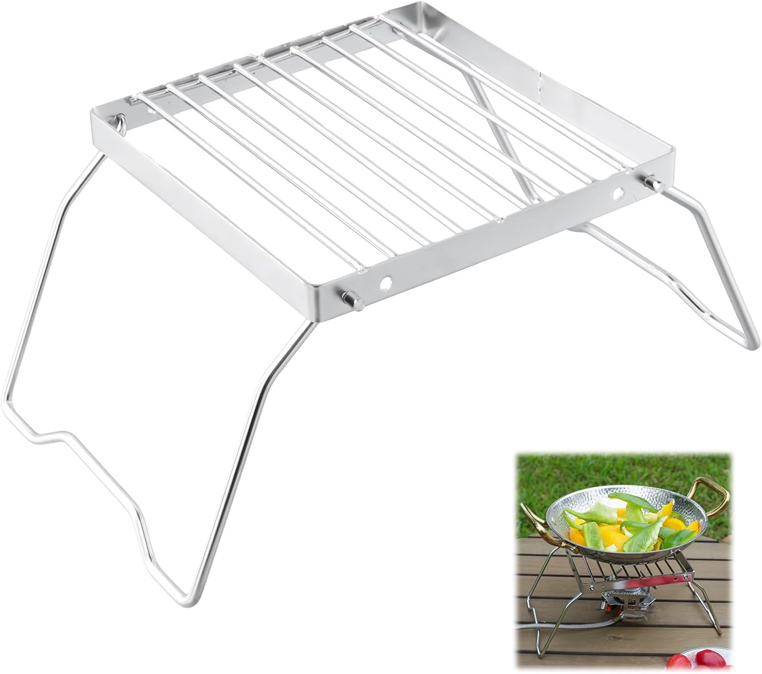 Składany grill, przenośny, składany stojak kempingowy ze stali nierdzewnej, ultralekki stojak na ognisko, grill BBQ