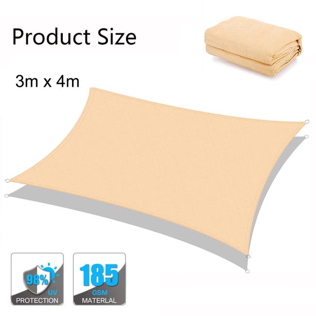 Tenda A Vela Impermeabile 3x4m Per Esterno | Protezione UV 98% Per Giardino E Patio - Foto 5