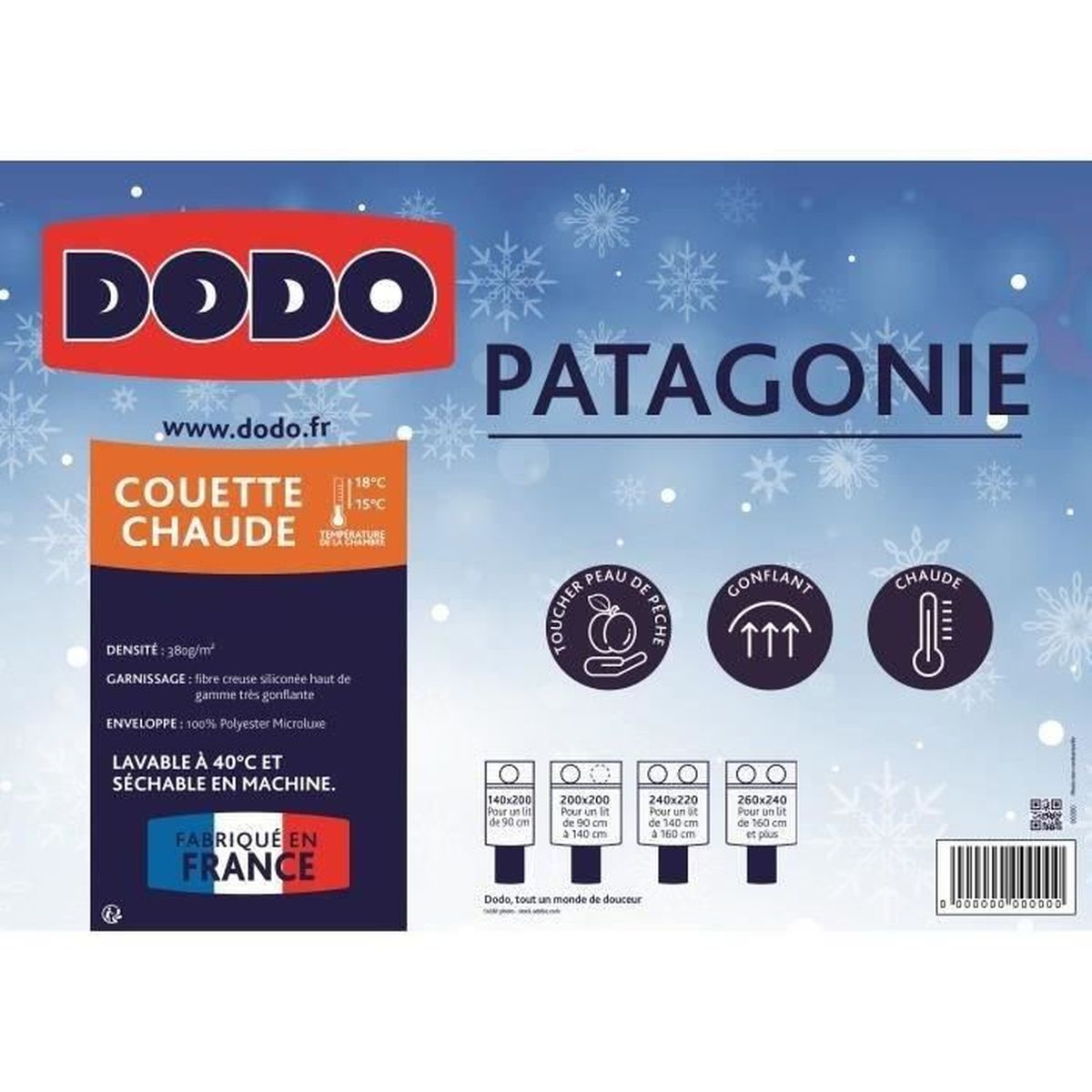 Couette chaude DODO Patagonie Microlux 380 g/m² 140x200 cm polyester blanc - 2