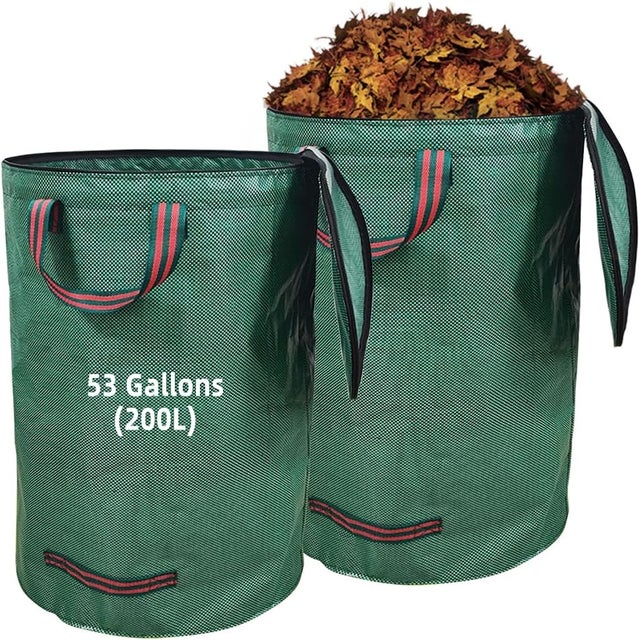 Juego de 2 bolsas autoportantes de 200 L, resistentes y a prueba de desgarros, para residuos de jardín, hojas, recortes de césped, restos de poda de