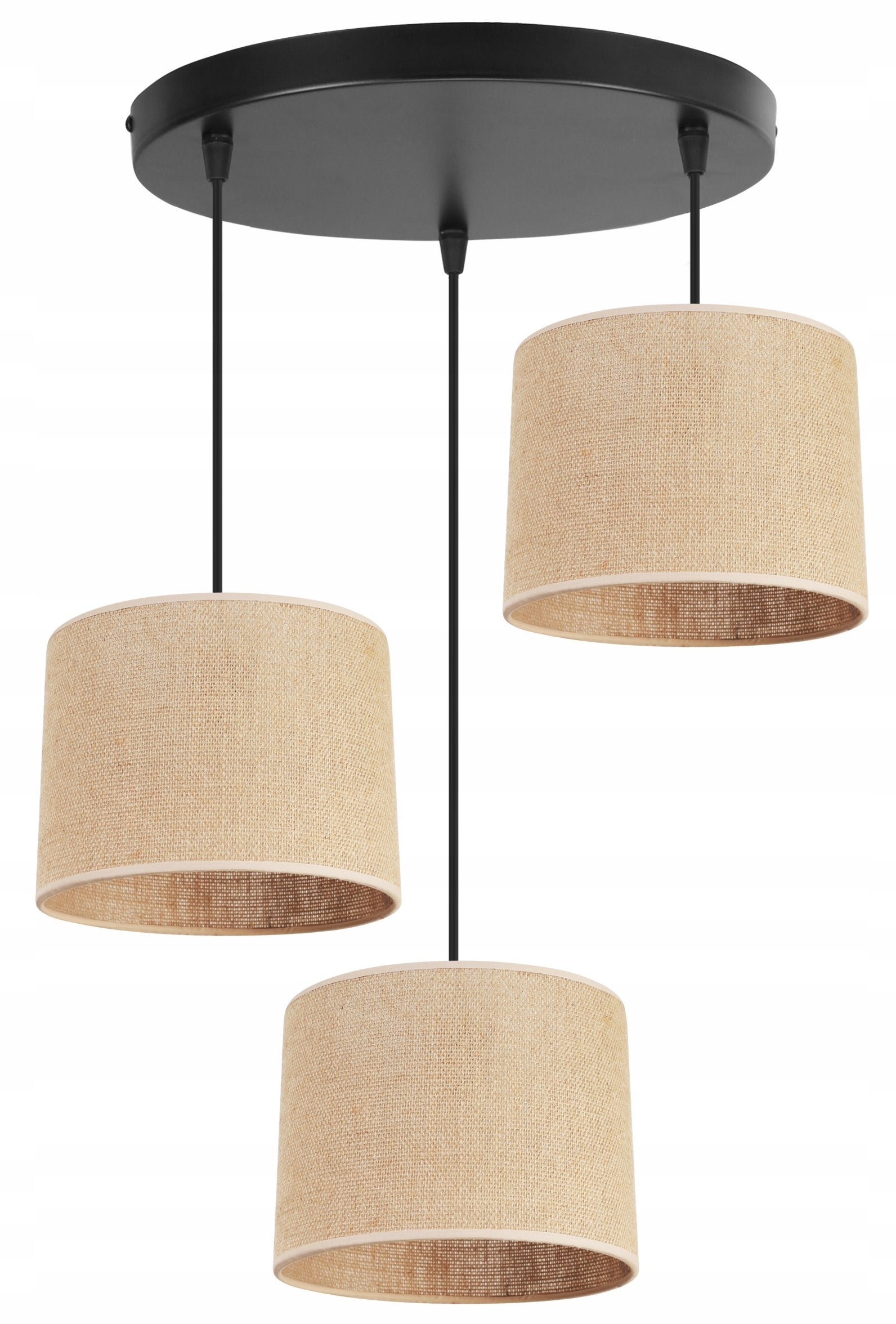 Lampa sufitowa wisząca Juta boho 3xE27 abażur walec biało/beżowy Light Home LH
