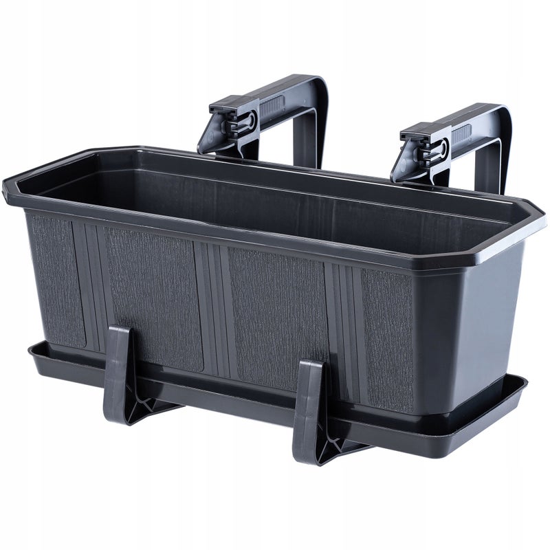 SKRZYNKA BALKONOWA 40 cm DONICZKA DONICA NA KWIATY PODSTAWKA UCHWYTY BALKON