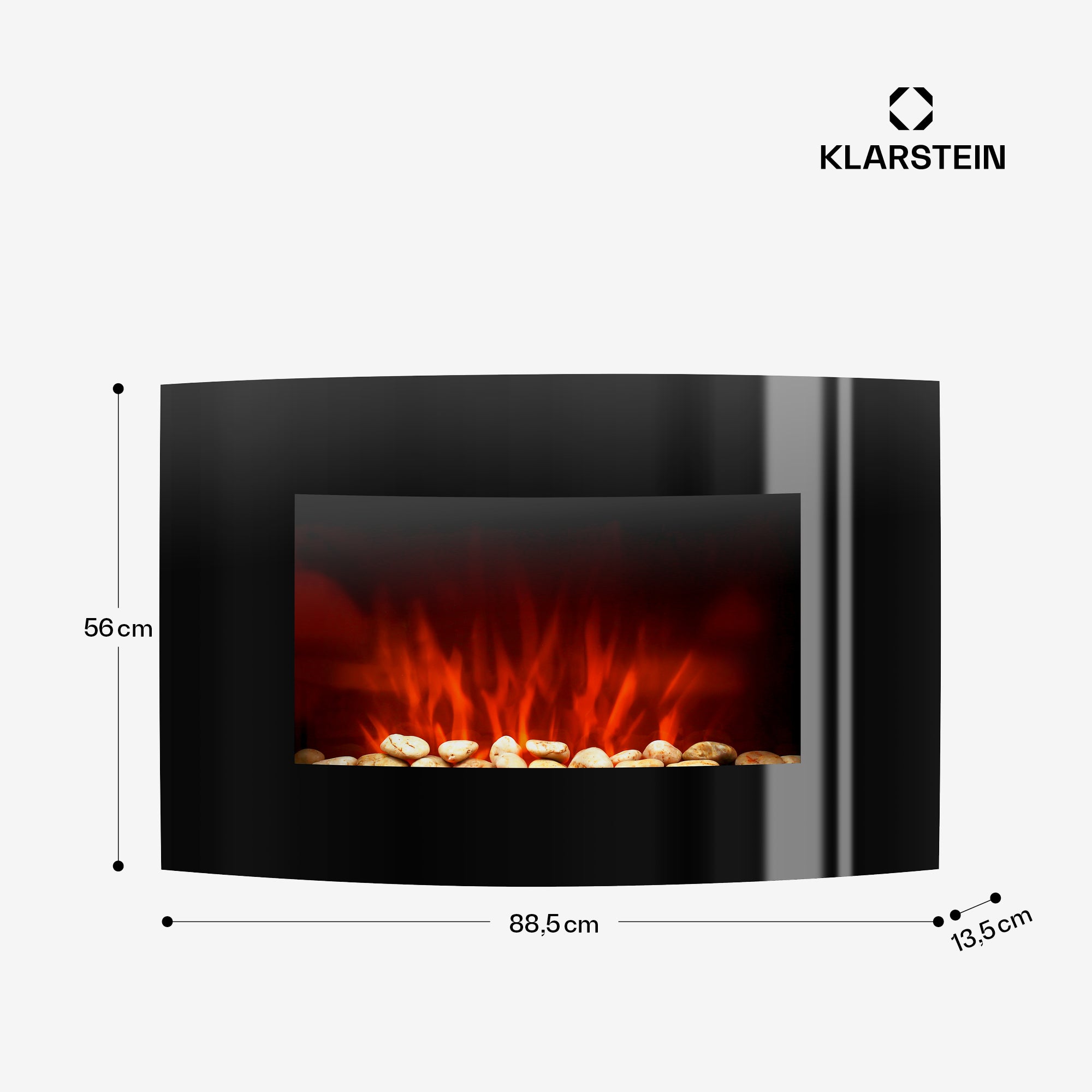 Cheminée électrique murale - Klarstein - 2000 W - cheminée encastrable avec telecommande - effet flamme LED - noir - 4