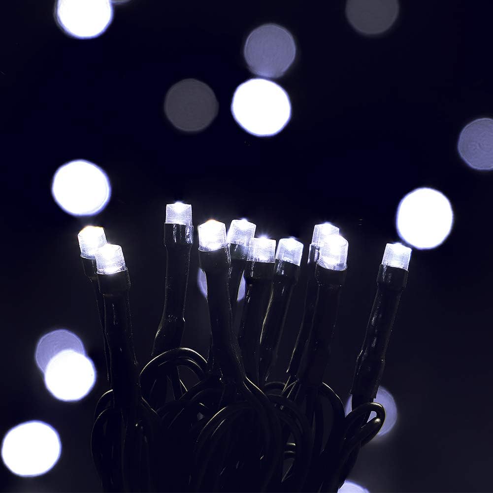 Luci di Natale, bianco puro, adatte per decorazioni per feste all'interno e all'esterno, 100 luci ogni 10 metri. - 2