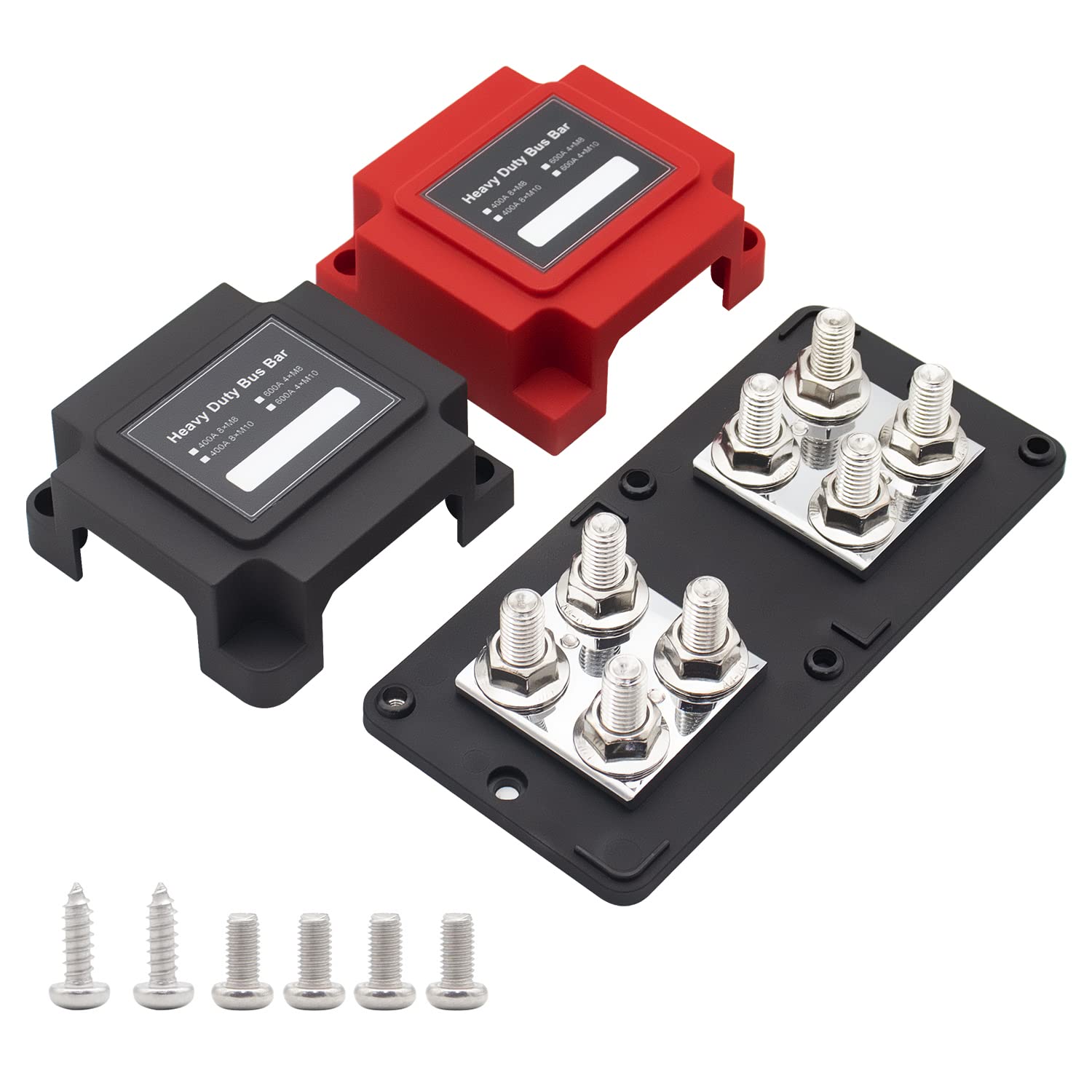Skrzynka szyn zbiorczych 400A, solidne i wytrzymałe szyny zbiorcze, 8 x 3/8" (M10), wytrzymała obudowa modułu DC48V z modułem prądowym (czarno-czerwo