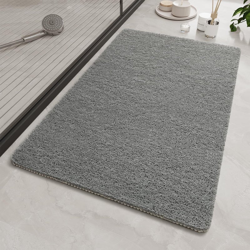Antypoślizgowa Mata Pod Prysznic Bezpieczna i Komfortowa Miękka Mata do Kąpieli z Otworami Drenażowymi z Miękkiego PVC Luffa (Szara, 40 * 60cm)