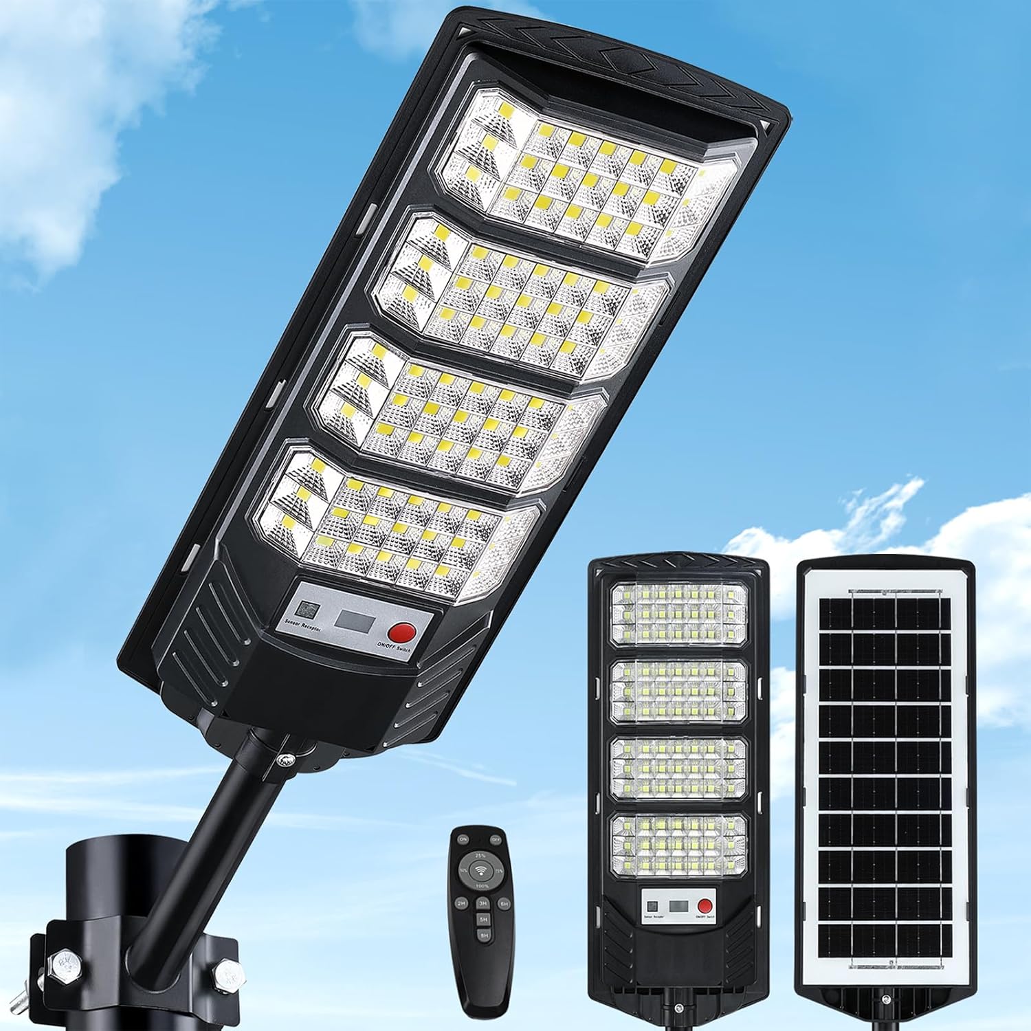 Zewnętrzny Reflektor Solarny LED - Lampa Ścienna lub Naziemna, Detekcja Ruchu, Białe Światło, Odporna na Warunki Atmosferyczne, na Parking (1 sztuka)