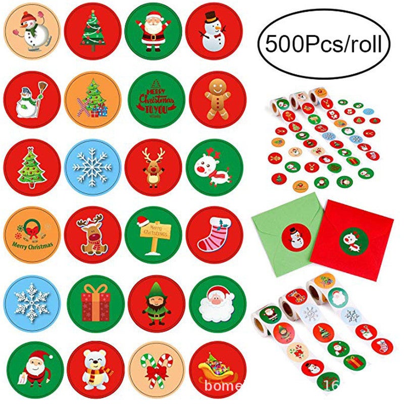 500 pièces 2,5cm Etiquette Autocollantes Noel, Autocollants Décoratifs Décoration de fête étiquettes de Noël -1pc - 4