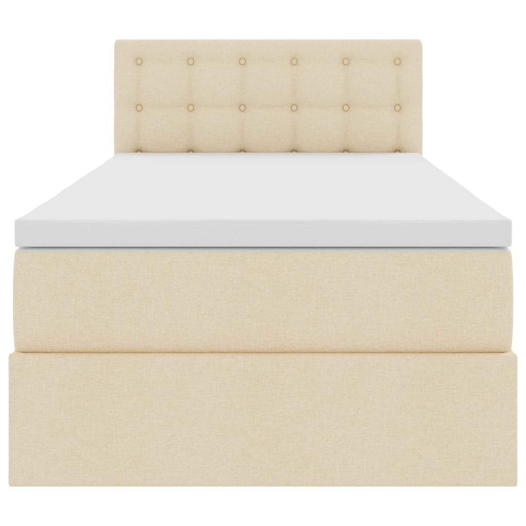 Lit avec rangement et matelas crème 90 x 200 cm velours - 7