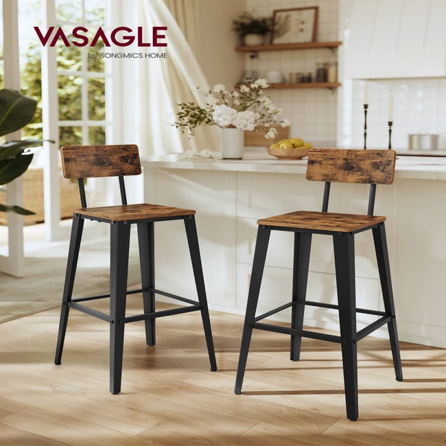 Tabouret Bas Matelassé Similicuir – Style Industriel, Repose-Pieds, 46x47x42 Cm, Noir/Marron