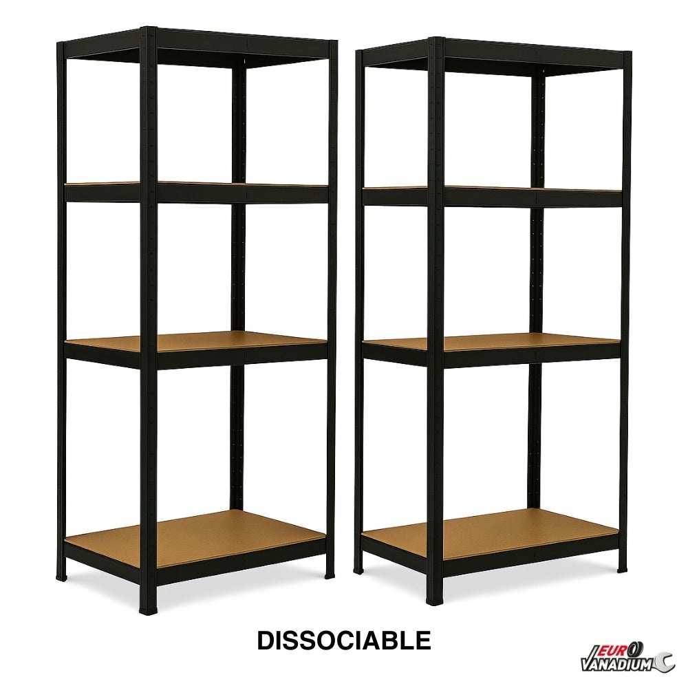EURO VANADIUM - Etagère pour charges lourdes, 160 x 40 x160 cm, Capacité 640 kg - Etagère de rangement Modulable - Noir - 40 cm - Noir - 6