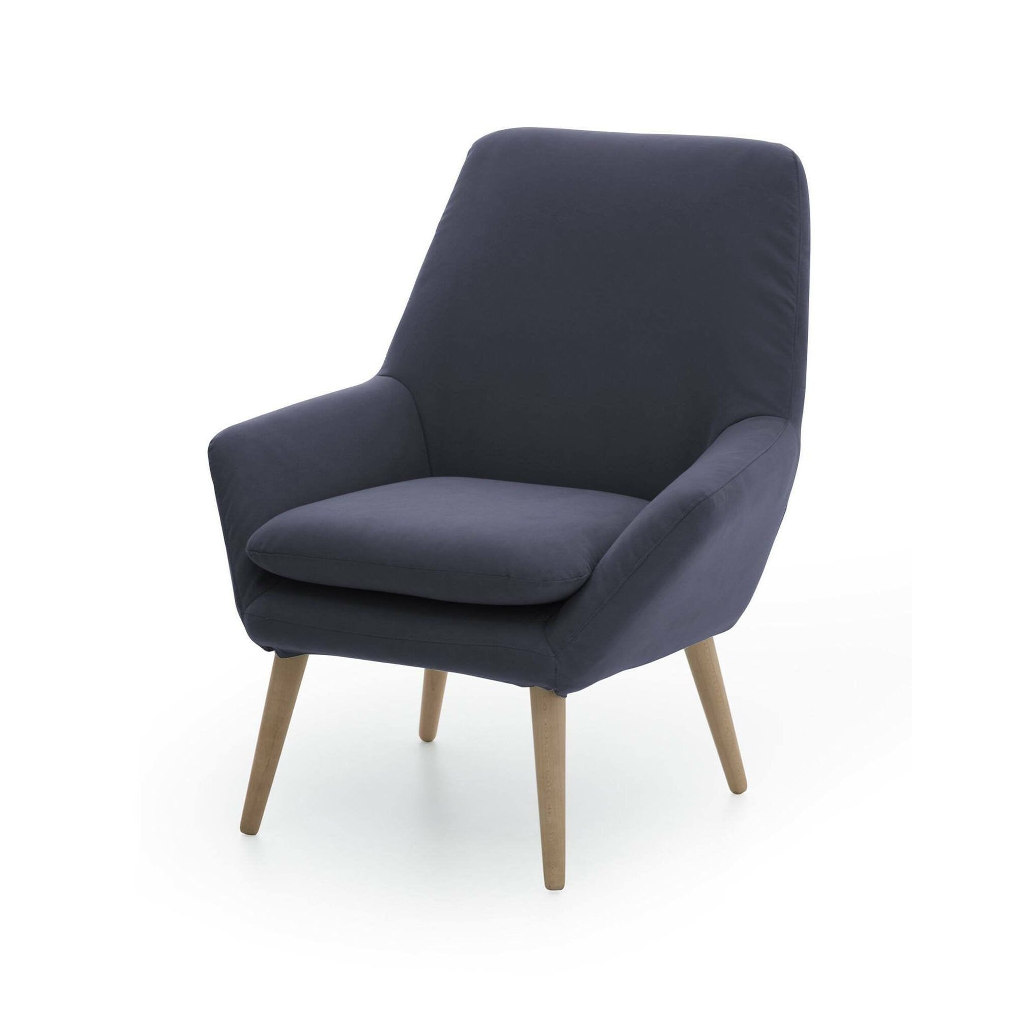 Sillón anido, sillón lounge de diseño, 100% made in italy, sillón relax de tejido acolchado, 80x70h95 cm, azul