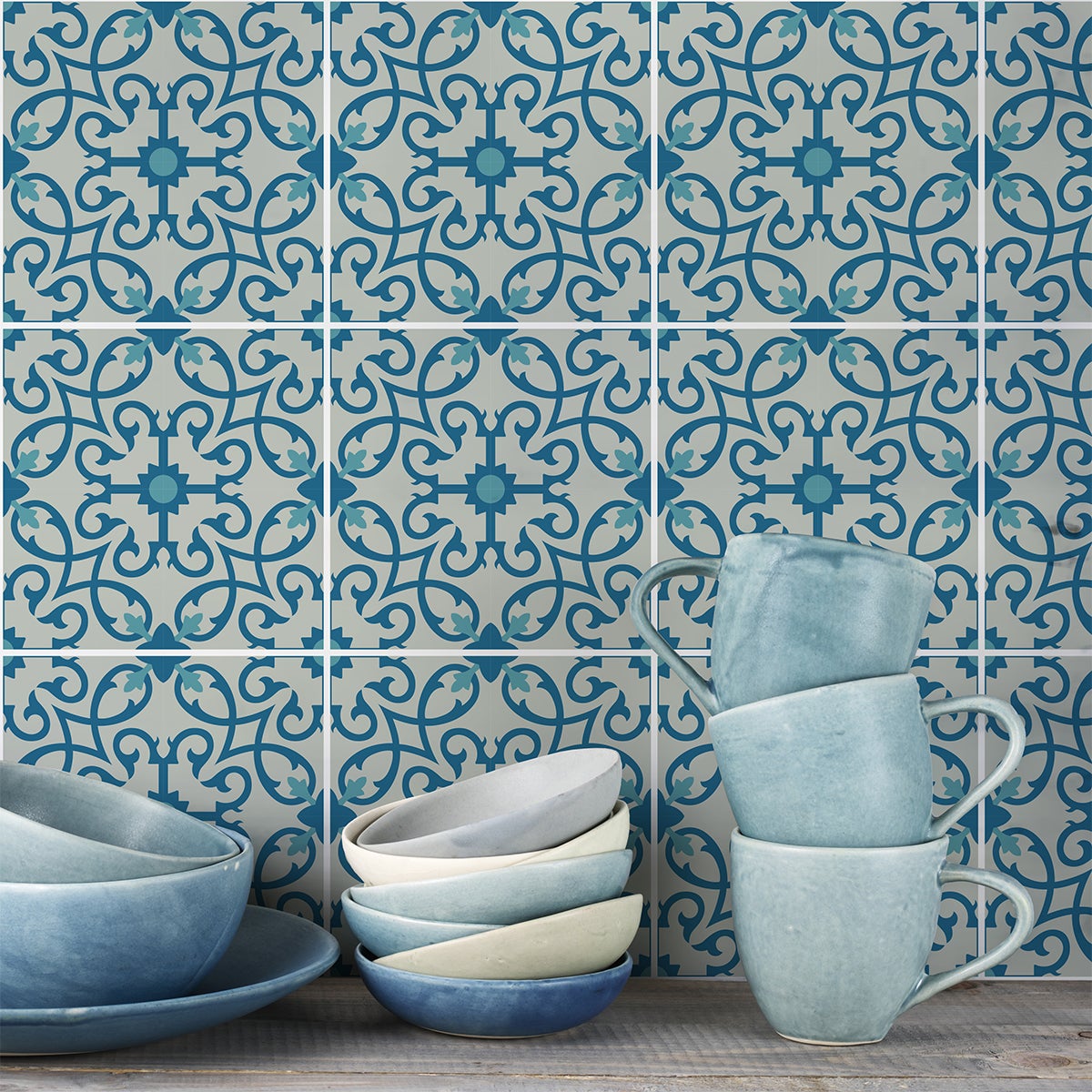 9 adesivi piastrelle di cemento azulejos Shana - Sticker adesivo - adesivi murali - 9stickers15x15cm - 4