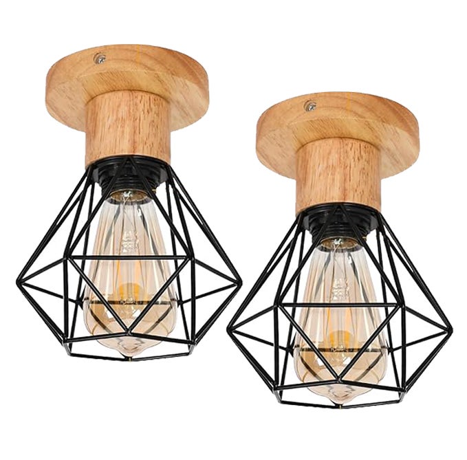 2 sztuki lampa sufitowa E27 żyrandol vintage, industrialne zawieszenie Ø155mm do salonu kuchnia sypialnia restauracja, czarny