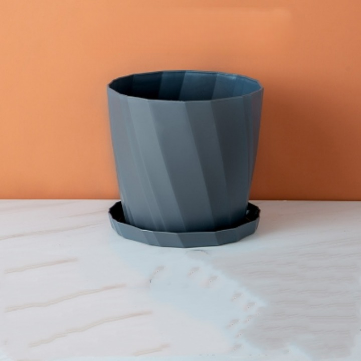 Zestaw 2 doniczek z żywicy syntetycznej, kaliber 19,8 cm, duże doniczki ceramiczne w kolorze szarym, do sukulentów i aloesu