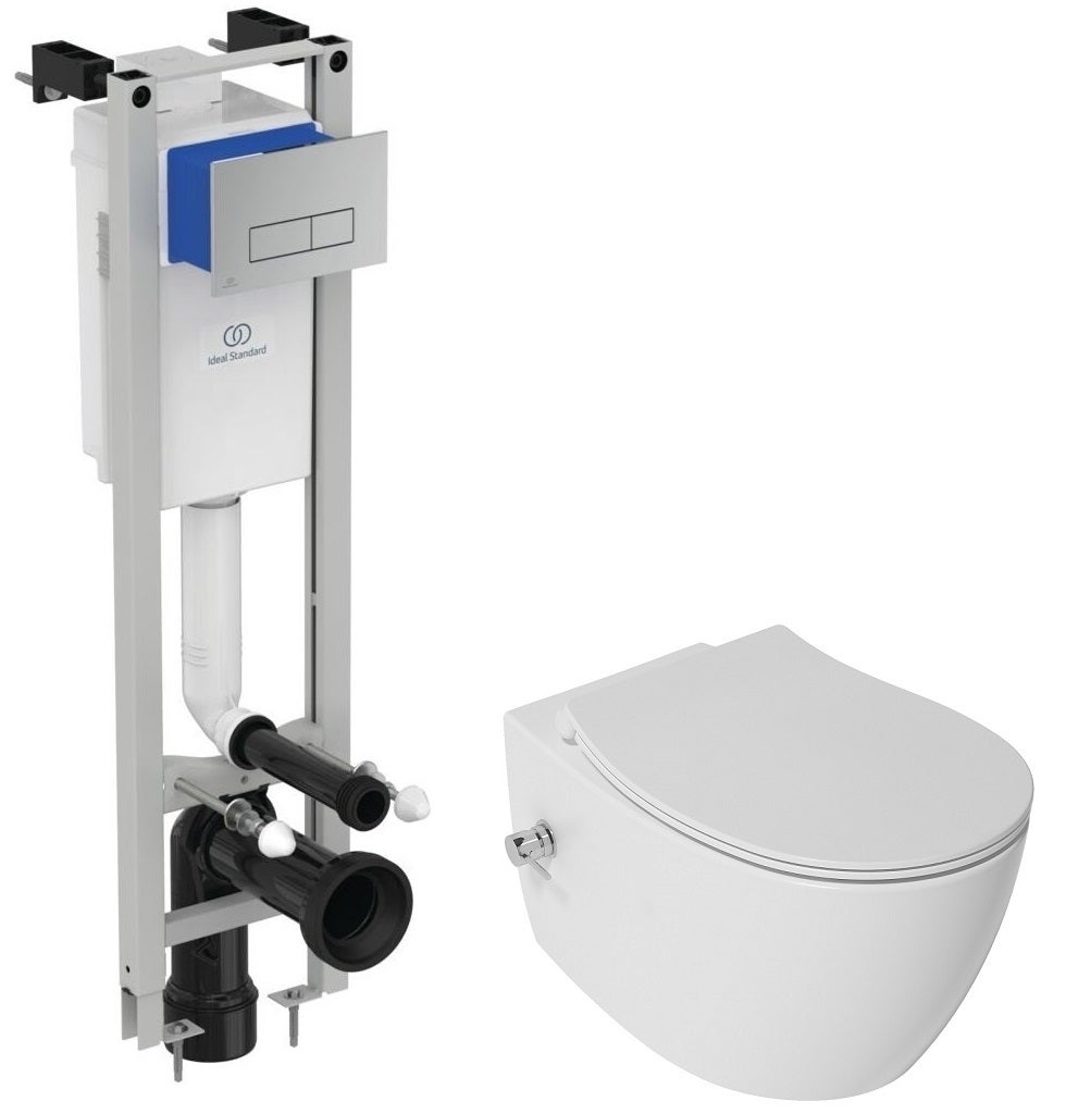 ALL IN ONE Incastrat - Ideal Standard + Isvea Sentimenti CleaRim - Cu functie bideu si baterie actionare jet - Gata de montaj