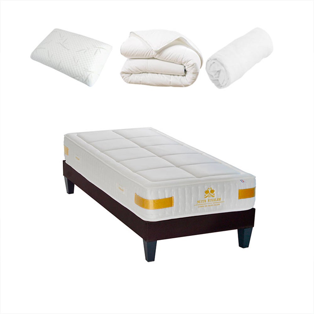 Prêt à Dormir 100% Coton Fjord 140x190 Cm - Couette + Drap + Drap Housse + Taies - Blanc Tout-en-un Facile