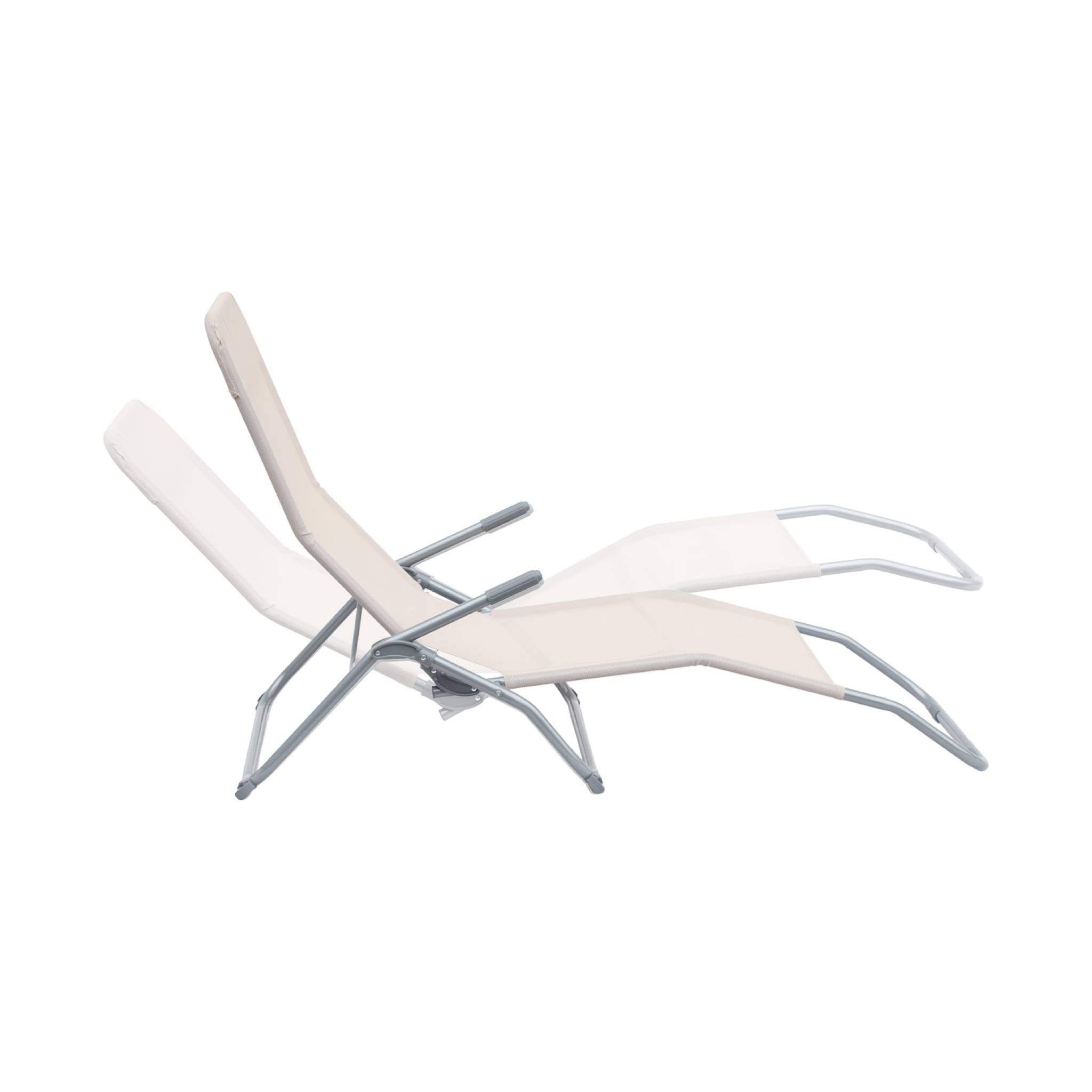 Tumbona plegable de textileno con 2 posiciones, set de 2 Pardo - 70x165x60 cm - 7