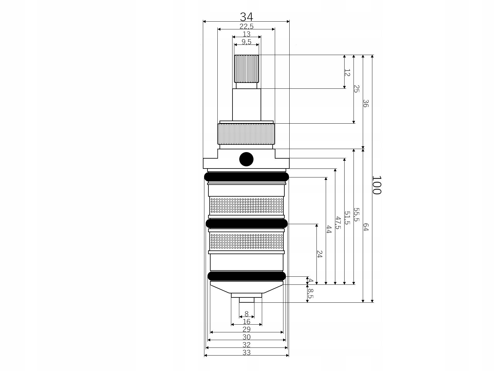 GŁOWICA TERMOSTATYCZNA DO BATERII PODTYNKOWEJ PODTYNKOWYCH 100mm 10cm DŁUGA - 4