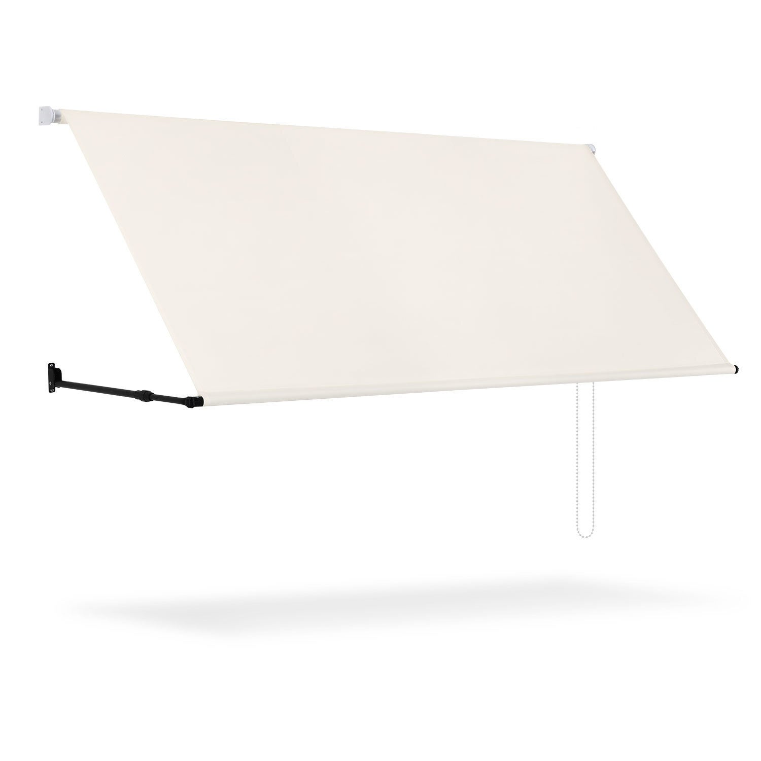 Toldo manual de poliéster impermeable y resistente a los rayos uv, acero, aluminio y poliéster, 250 x 70-120 (saliente) cm, beige