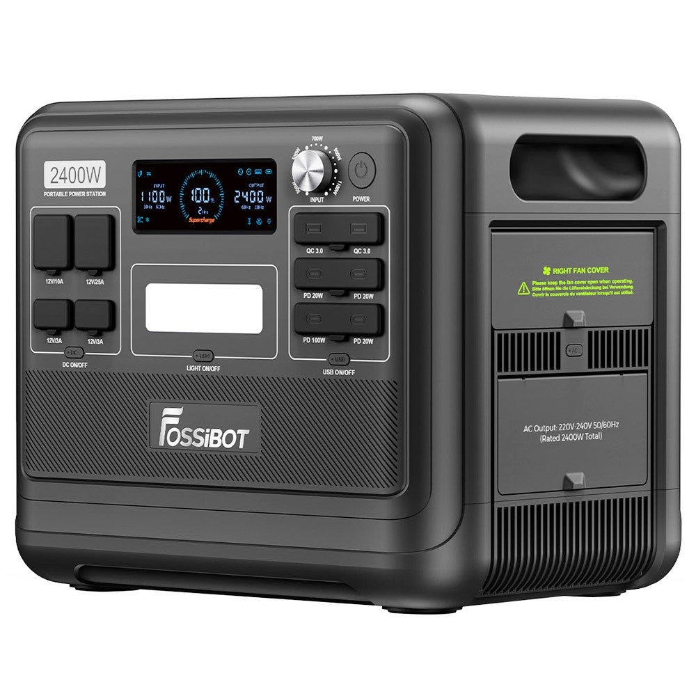 Station d'Énergie Portable FOSSiBOT F2400 2400W, 2048Wh LiFePO4, 16 Sorties - Noir - 3