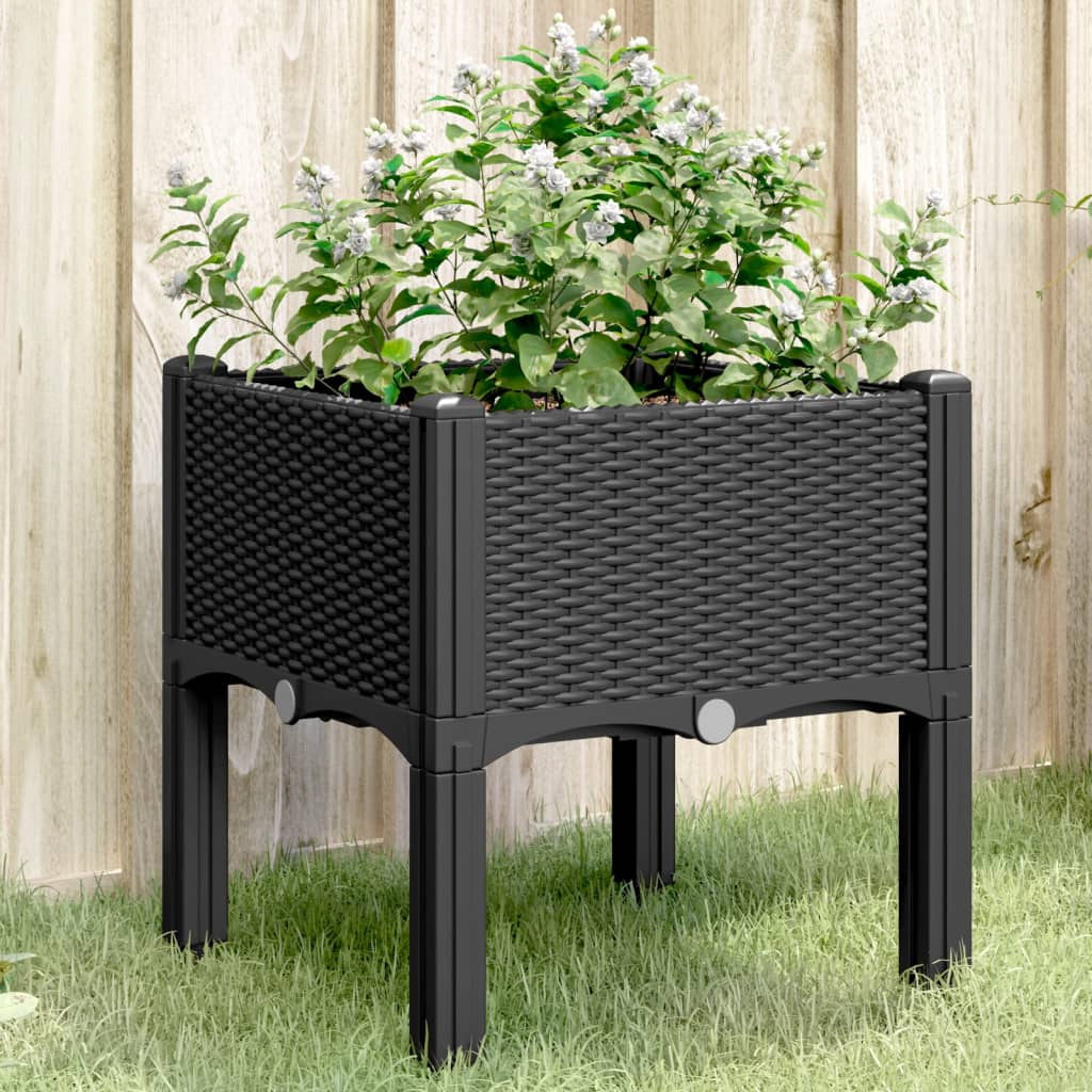 Fioriera Quadrata In Vimini IDZO – Set Da 2 Pezzi, Vimini Atmosferico Con Vaso Impermeabile E Tappo Di Scarico, Colore Moka