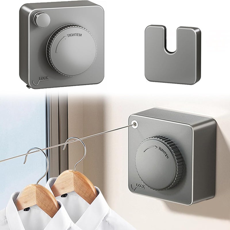 Suszarka teleskopowa do ubrań, wewnętrzna i zewnętrzna, 4,2 m ze stali nierdzewnej (szara)